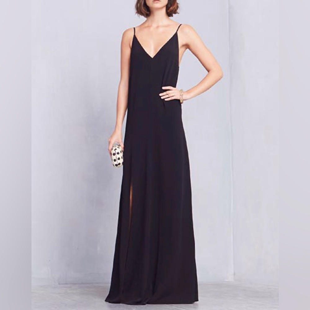 Reformation Black Maxi Slip Dress